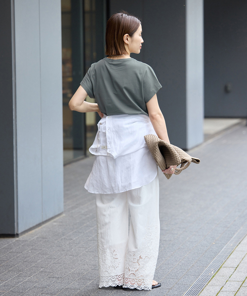 IENA（イエナ）の「ATON/エイトン SUVIN 60/2 CAP SLEEVE Tシャツ（Tシャツ/カットソー・レディース・ブラック系その他/チャコールグレー/ホワイト/ネイビー・FREE）」の20枚目の写真
