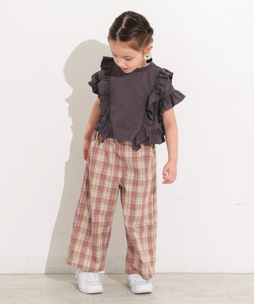 Ocean&Ground(オーシャン&グラウンド)の「フリルTシャツ(Tシャツ/カットソー・キッズ・レッド系/チャコール/パープル・110/100/90/140/130/120)」の6枚目の写真