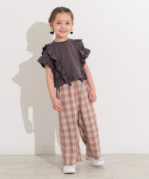 Ocean&Ground(オーシャン&グラウンド)の「フリルTシャツ(Tシャツ/カットソー・キッズ・レッド系/チャコール/パープル・110/100/90/140/130/120)」の8枚目の写真