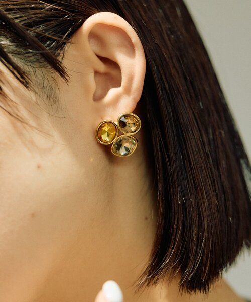 ear PAPILLONNER(イアパピヨネ)の「《金属アレルギー対応/ステンレス》ビジューピアス(ピアス(両耳用)・レディース・グレー/イエロー・FREE)」の13枚目の写真