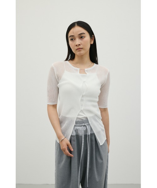 STYLEMIXER（スタイルミキサー）の「ホールボタンコンパクトニット（ニット/セーター・レディース・ブラック/ホワイト/ピンク・FREE）」の4枚目の写真