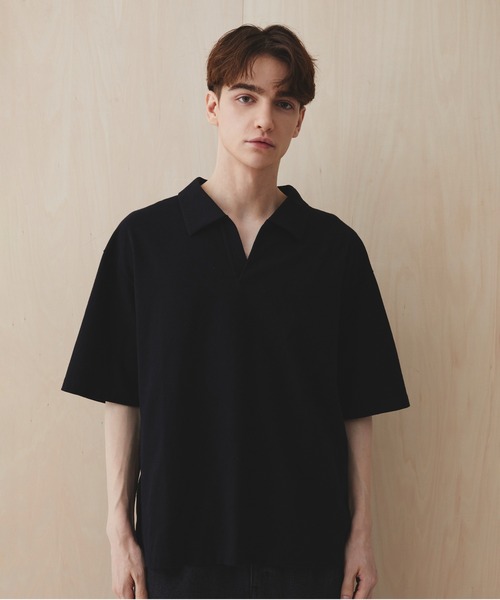 PUBLIC TOKYO(パブリックトウキョウ)の「【残りわずか】スキッパーポロTEE /夏服/半袖/ウォッシャブル/綿100%(Tシャツ/カットソー・メンズ・ホワイト/グレー/ブラック/その他・1/2)」の19枚目の写真