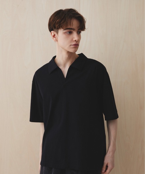 PUBLIC TOKYO(パブリックトウキョウ)の「【残りわずか】スキッパーポロTEE /夏服/半袖/ウォッシャブル/綿100%(Tシャツ/カットソー・メンズ・ホワイト/グレー/ブラック/その他・1/2)」の21枚目の写真