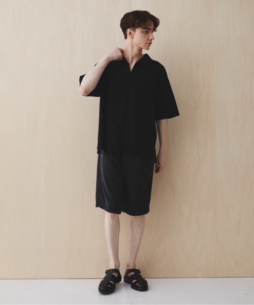 PUBLIC TOKYO(パブリックトウキョウ)の「【残りわずか】スキッパーポロTEE /夏服/半袖/ウォッシャブル/綿100%(Tシャツ/カットソー・メンズ・ホワイト/グレー/ブラック/その他・1/2)」の22枚目の写真