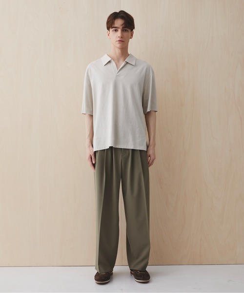 PUBLIC TOKYO(パブリックトウキョウ)の「【残りわずか】スキッパーポロTEE /夏服/半袖/ウォッシャブル/綿100%(Tシャツ/カットソー・メンズ・ホワイト/グレー/ブラック/その他・1/2)」の16枚目の写真