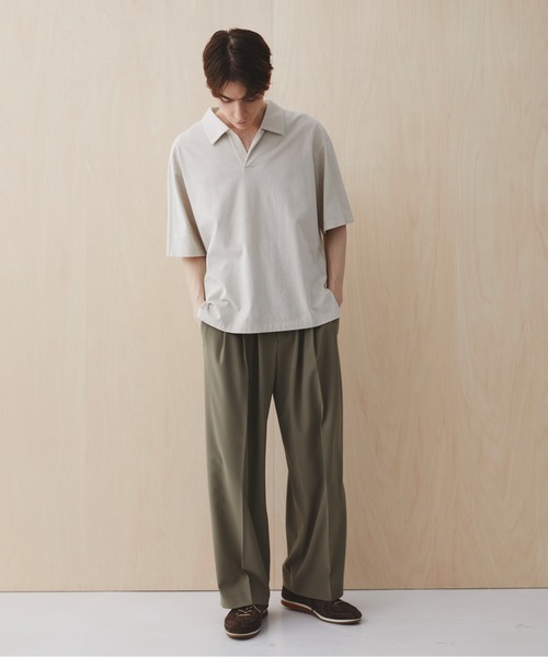 PUBLIC TOKYO(パブリックトウキョウ)の「【残りわずか】スキッパーポロTEE /夏服/半袖/ウォッシャブル/綿100%(Tシャツ/カットソー・メンズ・ホワイト/グレー/ブラック/その他・1/2)」の10枚目の写真