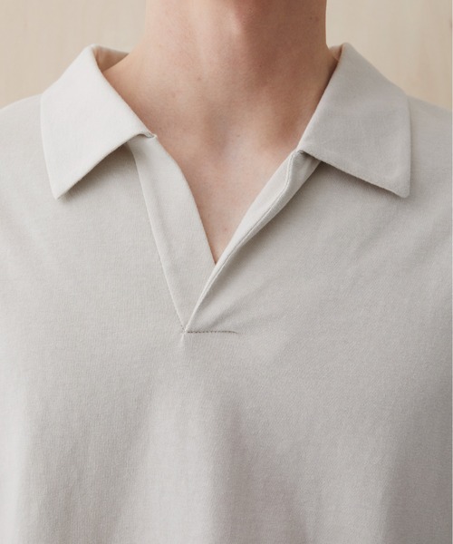 PUBLIC TOKYO(パブリックトウキョウ)の「【残りわずか】スキッパーポロTEE /夏服/半袖/ウォッシャブル/綿100%(Tシャツ/カットソー・メンズ・ホワイト/グレー/ブラック/その他・1/2)」の12枚目の写真