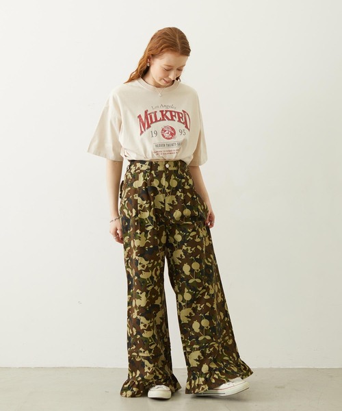 MILKFED.(ミルクフェド)の「FRILL HEM CAMO PANTS(その他パンツ・レディース・ブラック/ピンク/オリーブ・S/M)」の10枚目の写真