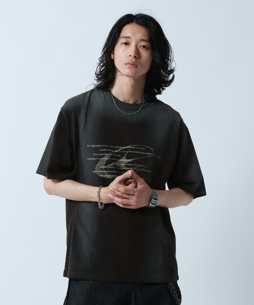 RAGEBLUE（レイジブルー）の「Spray Print T-Shirt/スプレー加工プリントTシャツ（Tシャツ/カットソー・メンズ・ブルー/ブラック/グレー・LARGE/MEDIUM）」の2枚目の写真