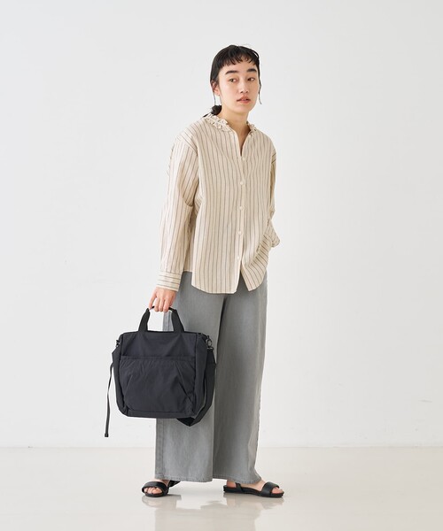 collex（コレックス）の「麻混 フリルストライプシャツ（シャツ/ブラウス・レディース・ストライプ・フリー）」の5枚目の写真