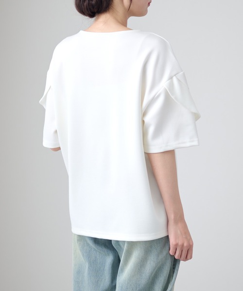 DAYRA(デイラ)の「ラッフルスリーブ ドロップショルダー 半袖 クルーネック トップス(Tシャツ/カットソー・レディース・ホワイト/ダークグレー/ネイビー/ブラック・FREE)」の16枚目の写真