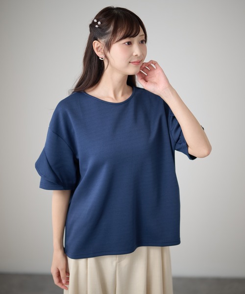 DAYRA(デイラ)の「ラッフルスリーブ ドロップショルダー 半袖 クルーネック トップス(Tシャツ/カットソー・レディース・ホワイト/ダークグレー/ネイビー/ブラック・FREE)」の21枚目の写真