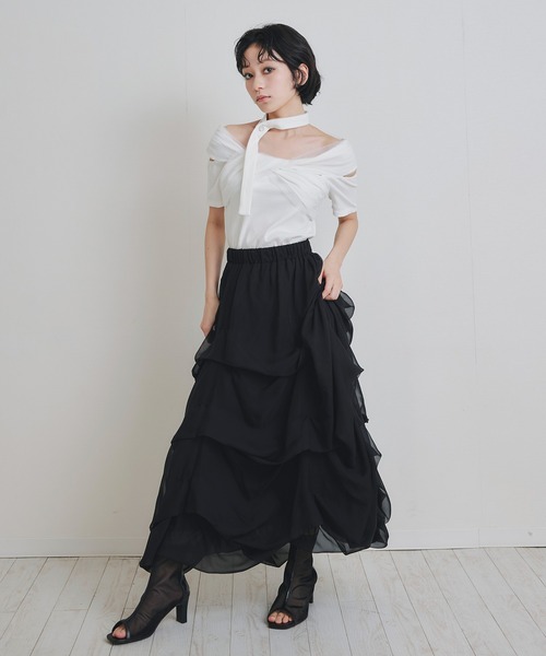 REDYAZEL(レディアゼル)の「チョーカークロスハーフスリーブニットトップス(ニット/セーター・レディース・ホワイト/ミント/ブラック・FREE)」の20枚目の写真