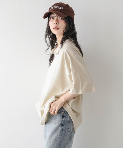 La-gemme(ラジェム)の「襟付き ハーフジップトップス(Tシャツ/カットソー・レディース・ベージュ/グレー/ブラック・フリー)」の12枚目の写真