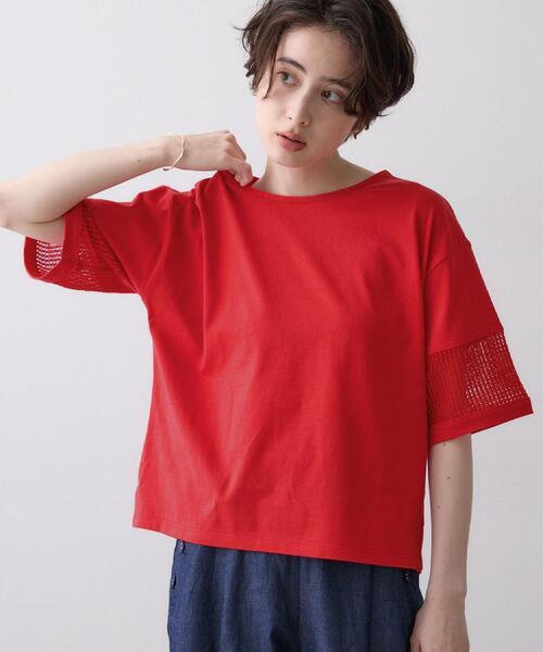 Dessin(デッサン)の「【接触冷感】メッシュレーススリーブプルオーバー(Tシャツ/カットソー・レディース・チャコールグレー/ブラック/レッド系1/ホワイト系・01/02/03)」の21枚目の写真