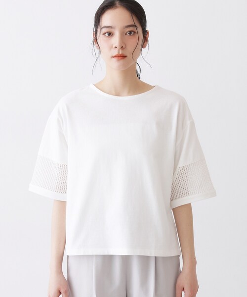Dessin(デッサン)の「【接触冷感】メッシュレーススリーブプルオーバー(Tシャツ/カットソー・レディース・チャコールグレー/ブラック/レッド系1/ホワイト系・01/02/03)」の18枚目の写真