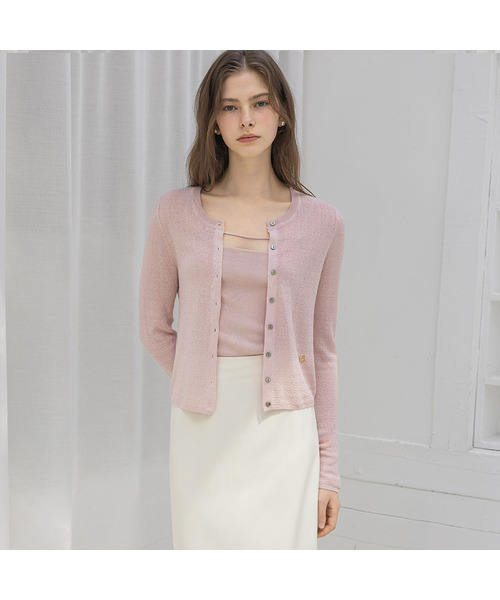 LAUTREDE MIN(ロートルドミン)の「Tencel logo cardigan(カーディガン/ボレロ・レディース・ブラック/アイボリー/ライトピンク/グレー・FREE)」の4枚目の写真