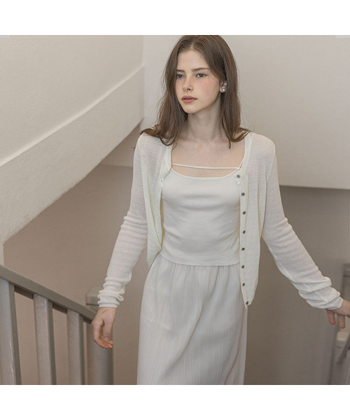 LAUTREDE MIN(ロートルドミン)の「Tencel logo cardigan(カーディガン/ボレロ・レディース・ブラック/アイボリー/ライトピンク/グレー・FREE)」の2枚目の写真