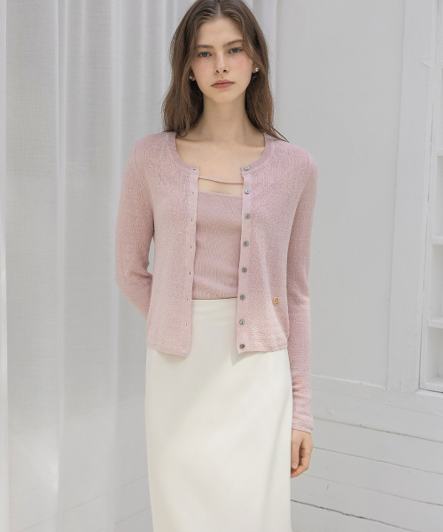 LAUTREDE MIN(ロートルドミン)の「Tencel logo cardigan(カーディガン/ボレロ・レディース・ブラック/アイボリー/ライトピンク/グレー・FREE)」の7枚目の写真
