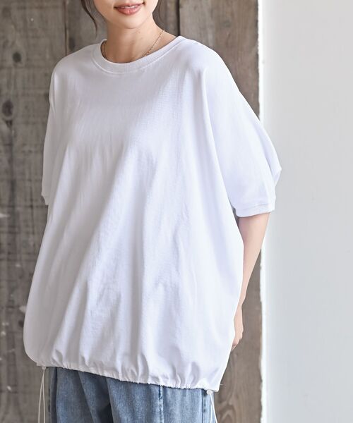 rps(アールピーエス)の「裾ドロストドルマンT(Tシャツ/カットソー・レディース・ライトカーキ/ブラック/オフホワイト・フリー)」の2枚目の写真