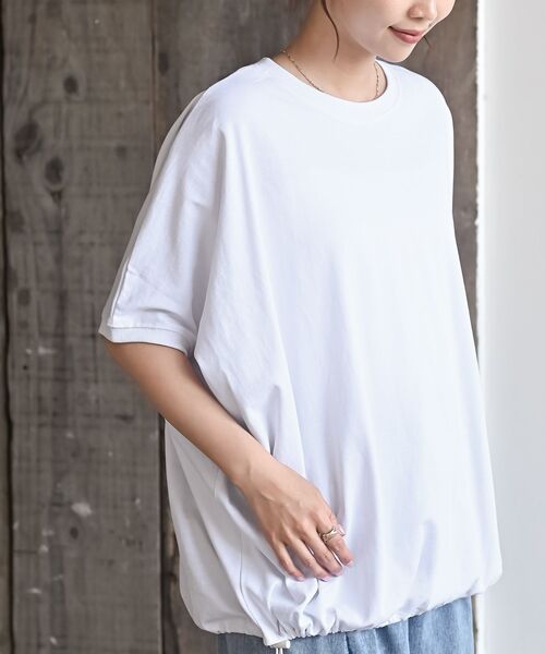 rps(アールピーエス)の「裾ドロストドルマンT(Tシャツ/カットソー・レディース・ライトカーキ/ブラック/オフホワイト・フリー)」の9枚目の写真