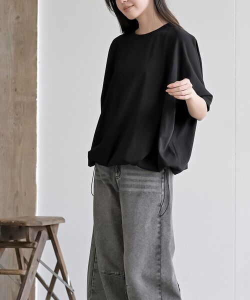 rps(アールピーエス)の「裾ドロストドルマンT(Tシャツ/カットソー・レディース・ライトカーキ/ブラック/オフホワイト・フリー)」の13枚目の写真