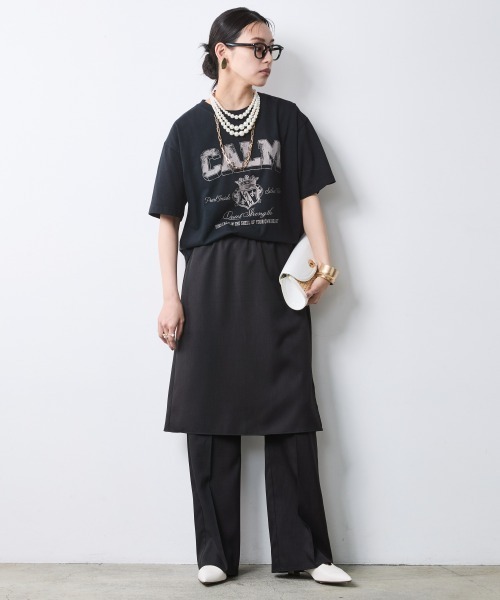 CHIC STYLE(シックスタイル)の「綿100%ピグメント染ロゴプリントTシャツ<大きいサイズ有>シックスタイル(Tシャツ/カットソー・レディース・オフホワイト/チャコール/スミクロ・3L/LL/L/M/5L/4L)」の14枚目の写真
