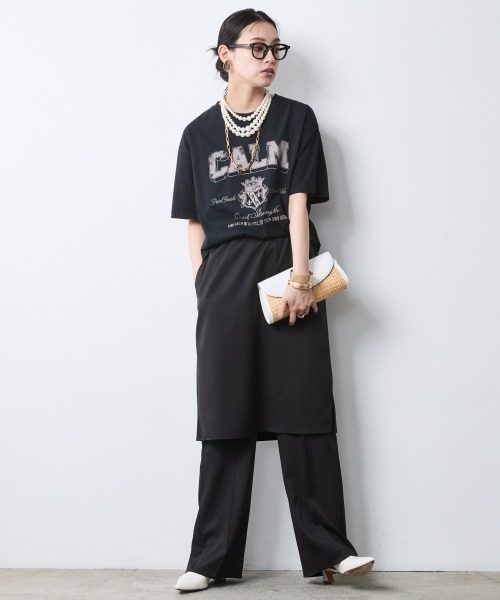 CHIC STYLE(シックスタイル)の「綿100%ピグメント染ロゴプリントTシャツ<大きいサイズ有>シックスタイル(Tシャツ/カットソー・レディース・オフホワイト/チャコール/スミクロ・3L/LL/L/M/5L/4L)」の10枚目の写真