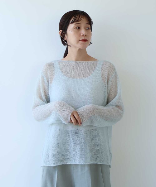 yuni(ユニ )の「Sheer Mohair Wool Nylon pullover(ニット/セーター・レディース・チャコールグレー/サックスブルー/ピンク・FREE)」の1枚目の写真