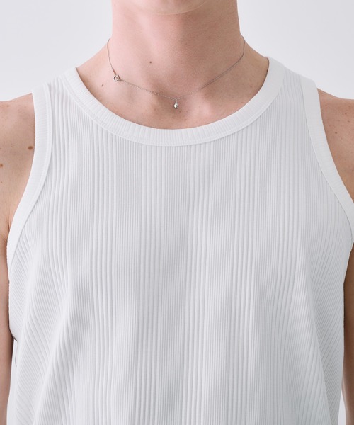 Adoon plain（アドーンプレーン）の「Random Rib Tank Top / ランダムリブタンクトップ（タンクトップ・メンズ・ホワイト/ブラック・MEDIUM/LARGE）」の3枚目の写真