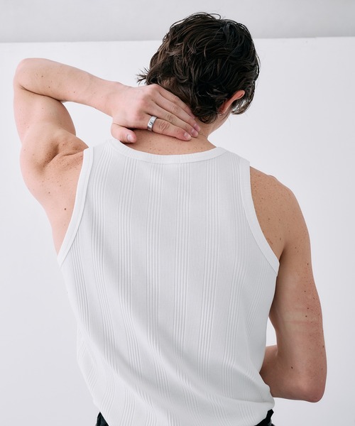 Adoon plain（アドーンプレーン）の「Random Rib Tank Top / ランダムリブタンクトップ（タンクトップ・メンズ・ホワイト/ブラック・MEDIUM/LARGE）」の16枚目の写真