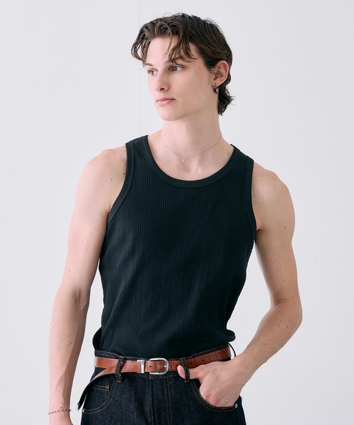 Adoon plain（アドーンプレーン）の「Random Rib Tank Top / ランダムリブタンクトップ（タンクトップ・メンズ・ホワイト/ブラック・MEDIUM/LARGE）」の17枚目の写真