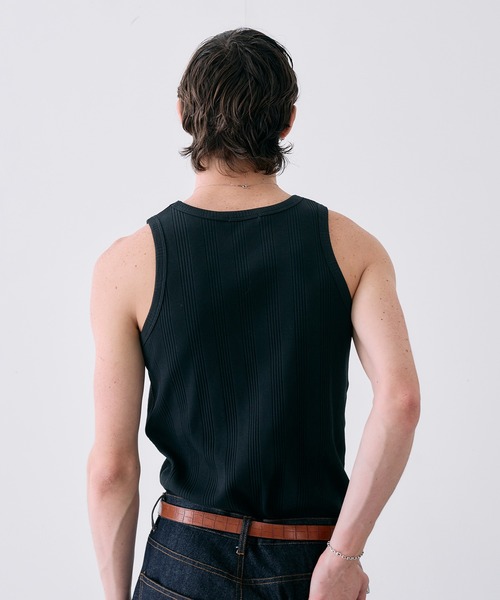 Adoon plain（アドーンプレーン）の「Random Rib Tank Top / ランダムリブタンクトップ（タンクトップ・メンズ・ホワイト/ブラック・MEDIUM/LARGE）」の18枚目の写真