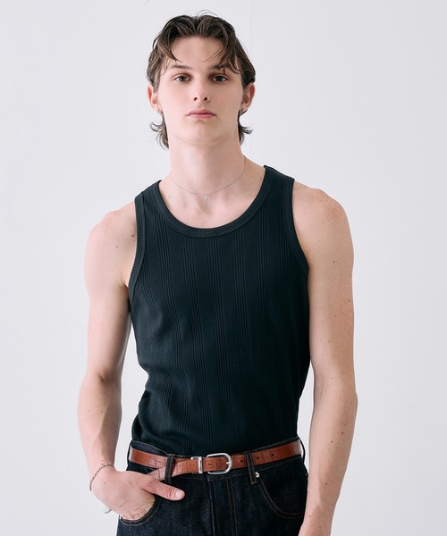 Adoon plain（アドーンプレーン）の「Random Rib Tank Top / ランダムリブタンクトップ（タンクトップ・メンズ・ホワイト/ブラック・MEDIUM/LARGE）」の19枚目の写真