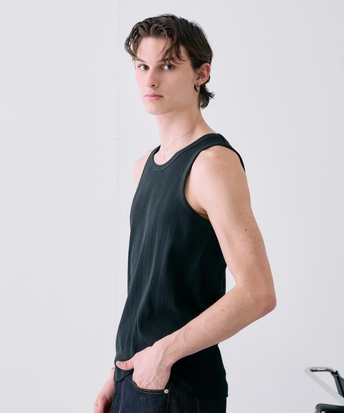 Adoon plain（アドーンプレーン）の「Random Rib Tank Top / ランダムリブタンクトップ（タンクトップ・メンズ・ホワイト/ブラック・MEDIUM/LARGE）」の20枚目の写真