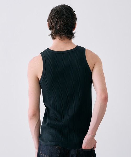 Adoon plain（アドーンプレーン）の「Random Rib Tank Top / ランダムリブタンクトップ（タンクトップ・メンズ・ホワイト/ブラック・MEDIUM/LARGE）」の21枚目の写真