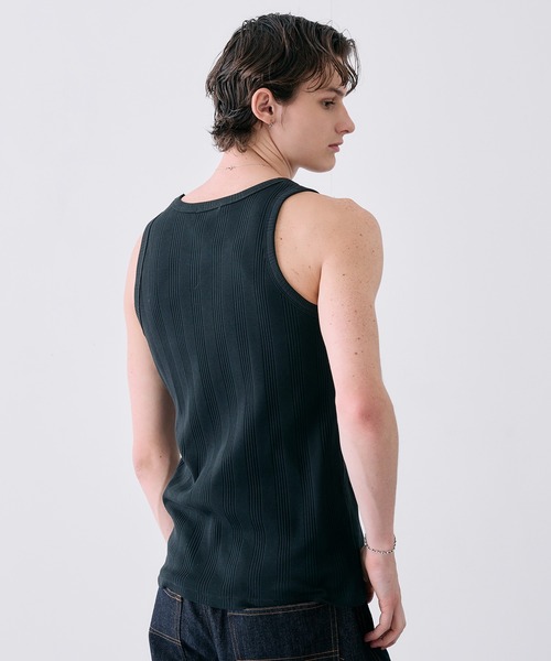 Adoon plain（アドーンプレーン）の「Random Rib Tank Top / ランダムリブタンクトップ（タンクトップ・メンズ・ホワイト/ブラック・MEDIUM/LARGE）」の22枚目の写真