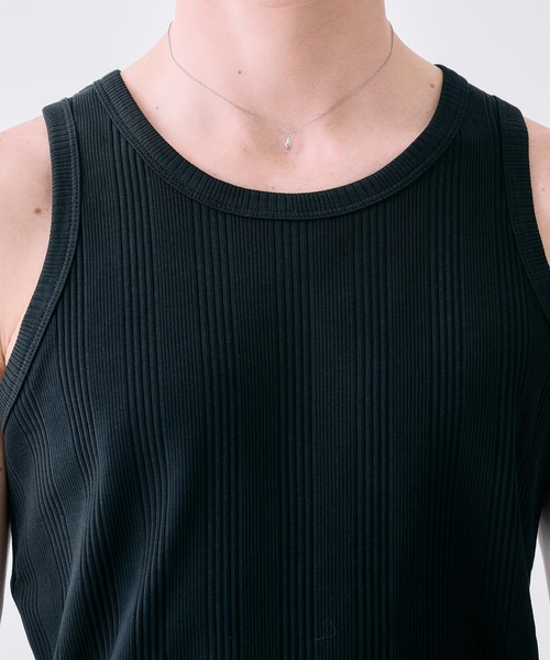 Adoon plain（アドーンプレーン）の「Random Rib Tank Top / ランダムリブタンクトップ（タンクトップ・メンズ・ホワイト/ブラック・MEDIUM/LARGE）」の5枚目の写真