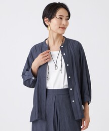 【新色追加】【接触冷感・マシンウォッシャブル】スラブシャンブレーバンドカラーブラウス