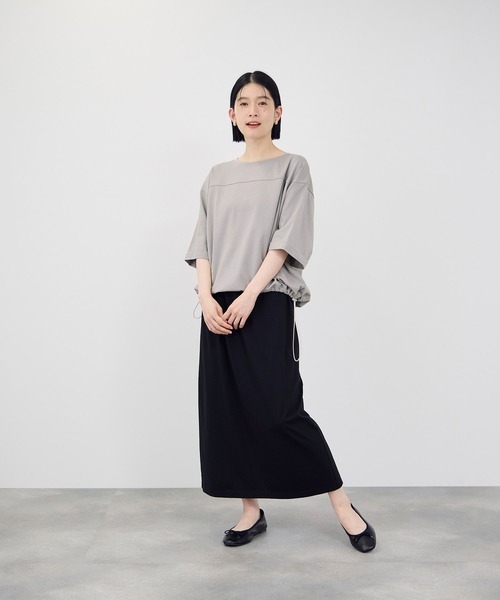 Mac-House（マックハウス）の「【Idnes / イドネス】裾ドロスト ドルマンプルオーバー  カットソー（Tシャツ/カットソー・レディース・ブラック/グレイッシュベージュ/ブラウン・FREE）」の17枚目の写真