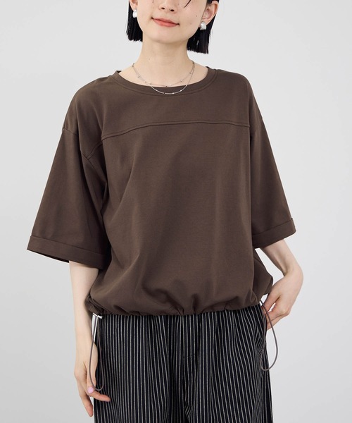 Mac-House（マックハウス）の「【Idnes / イドネス】裾ドロスト ドルマンプルオーバー  カットソー（Tシャツ/カットソー・レディース・ブラック/グレイッシュベージュ/ブラウン・FREE）」の22枚目の写真