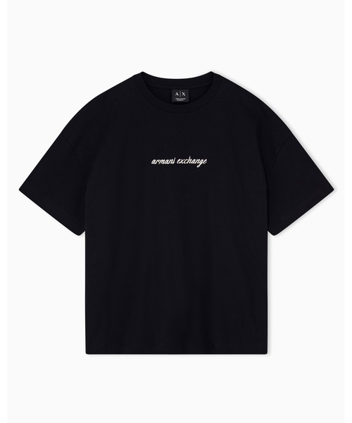 ARMANI EXCHANGE(アルマーニエクスチェンジ)の「【A|X アルマーニ エクスチェンジ】エンブロイダリーロゴ 半袖クルーネックTシャツ/BOY BOXY(Tシャツ/カットソー・レディース・ブラック・MEDIUM/LARGE/X-LARGE/SMALL/X-SMALL)」の2枚目の写真