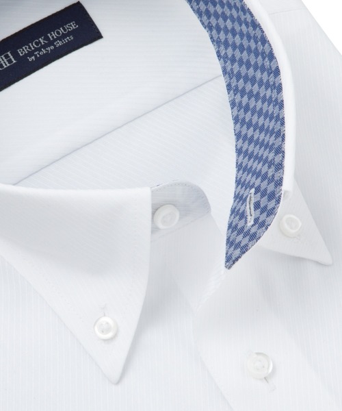 TOKYO SHIRTS(トウキョウシャツ)の「【吸水速乾】 形態安定ノンアイロン ボタンダウン 半袖ビジネスワイシャツ(ビジネスシャツ・メンズ・ホワイト・首回り41cm/首回り39cm/首回り42cm/首回り43cm/首回り37cm)」の2枚目の写真