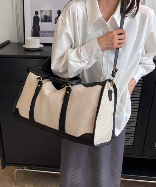 TONE SELECT GOODS(トーンセレクトグッズ)の「Liaa/ヴィンテージライク キャンバスボストンバッグ A18800(ボストンバッグ・レディース・ブラック/ブラウン・FREE)」の7枚目の写真