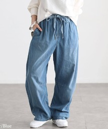 コットンライトオンスデニムバレルパンツ【大きいサイズ対応】