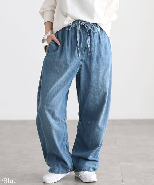 GOLDJAPAN(ゴールドジャパン)の「コットンライトオンスデニムバレルパンツ【大きいサイズ対応】(デニムパンツ・レディース・ネイビー/ワンウォッシュ/ブルー・4L/3L/LL)」の2枚目の写真