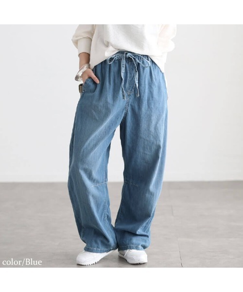 GOLDJAPAN(ゴールドジャパン)の「コットンライトオンスデニムバレルパンツ【大きいサイズ対応】(デニムパンツ・レディース・ネイビー/ワンウォッシュ/ブルー・4L/3L/LL)」の14枚目の写真