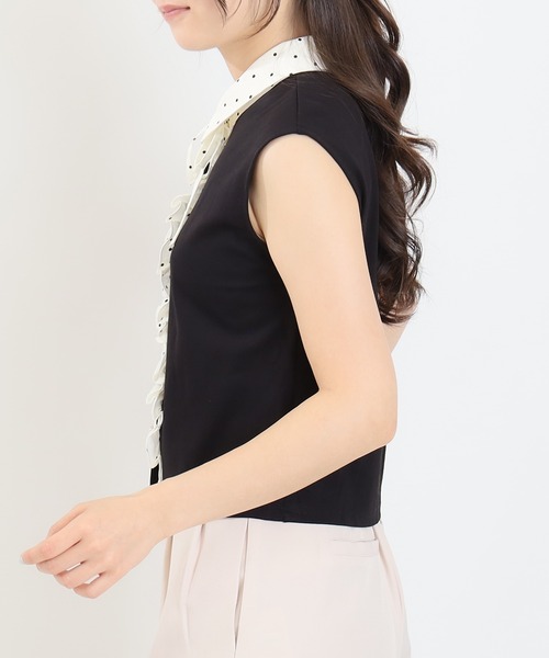 ASTORIA ODIER(アストリアオディール)の「異素材フリルカットソー(Tシャツ/カットソー・レディース・ネイビー/ブラック/ピンク/ベージュ・MEDIUM)」の22枚目の写真