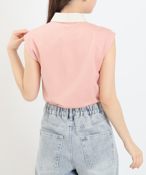 ASTORIA ODIER(アストリアオディール)の「異素材フリルカットソー(Tシャツ/カットソー・レディース・ネイビー/ブラック/ピンク/ベージュ・MEDIUM)」の18枚目の写真