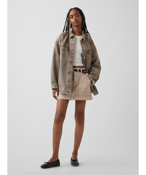 GAP(ギャップ)の「ハイライズ ミニ ユーティリティ ミニスカート・スコート(スカート・レディース・カーキ/ベージュ・L/M/S/XS/XXS)」の2枚目の写真